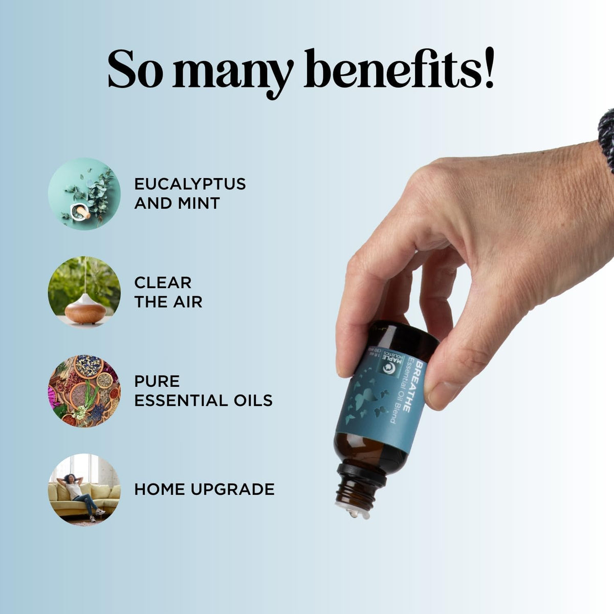 Breathe Essential Oil for Diffuser - Invigorating and Refreshing Breathe Essential Oil Blend with Eucalyptus Peppermint Tea