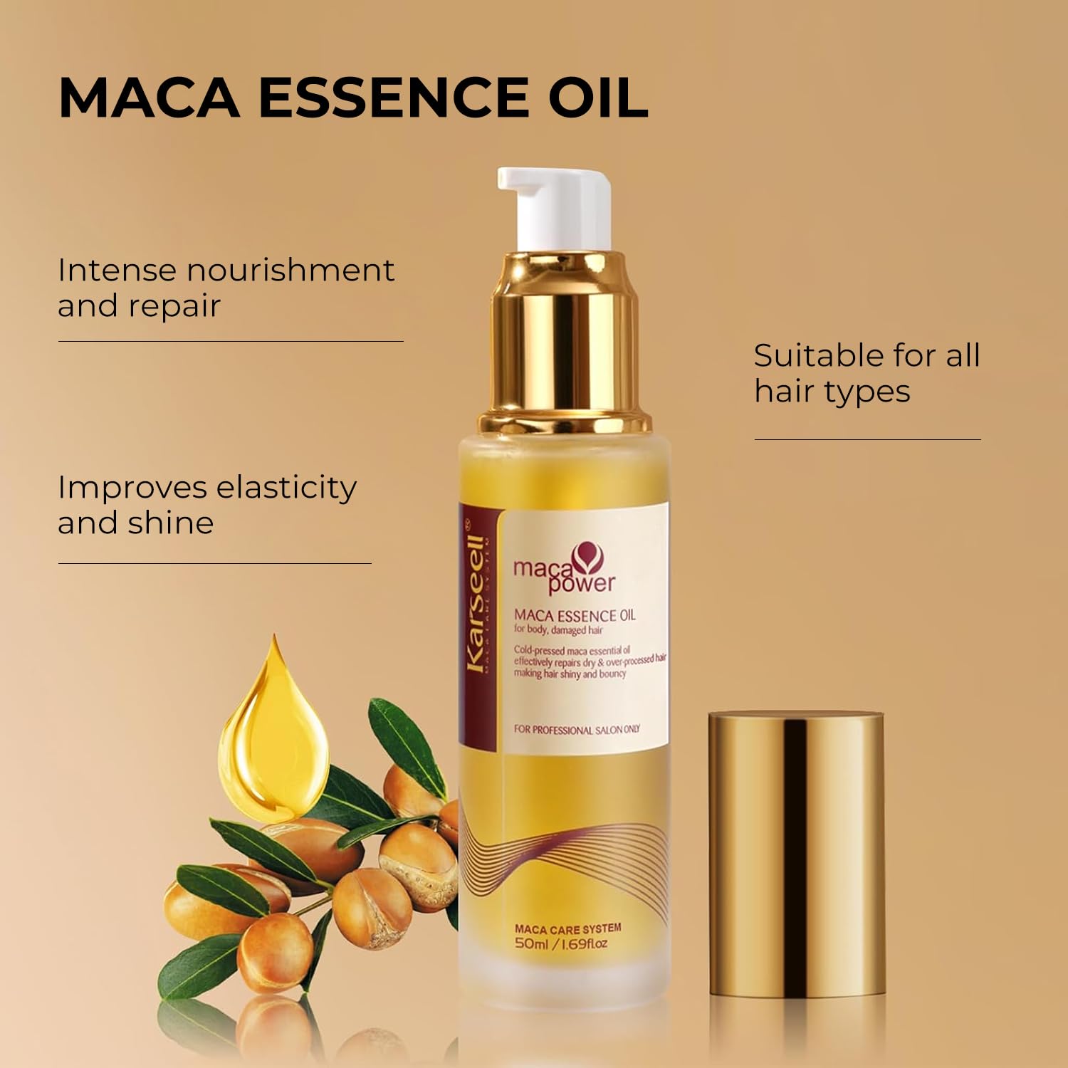 Karseell Collagen Hair Mask & Argan Oil Set, Deep Conditioning Hair Treatment for Dry Damaged Hair, Repair & Moisturize All Hair Types, 16.9 fl oz + 1.69 fl oz