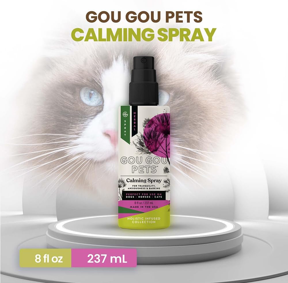 Holistic Natural Derived Calming Pet Spray for Anxiety: Providing Stress Relief: Veterinarian Recommended - Made in USA - 8 oz