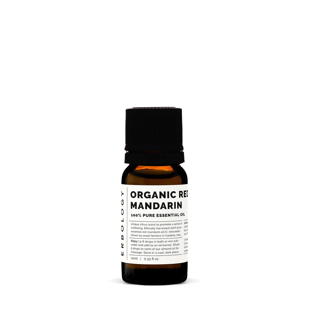 Erbology 100% Organic Pure Red Mandarin Essential Oil 0.34 fl oz - Calming & Rejuvenating - Small Batch - Sustainably Sourced