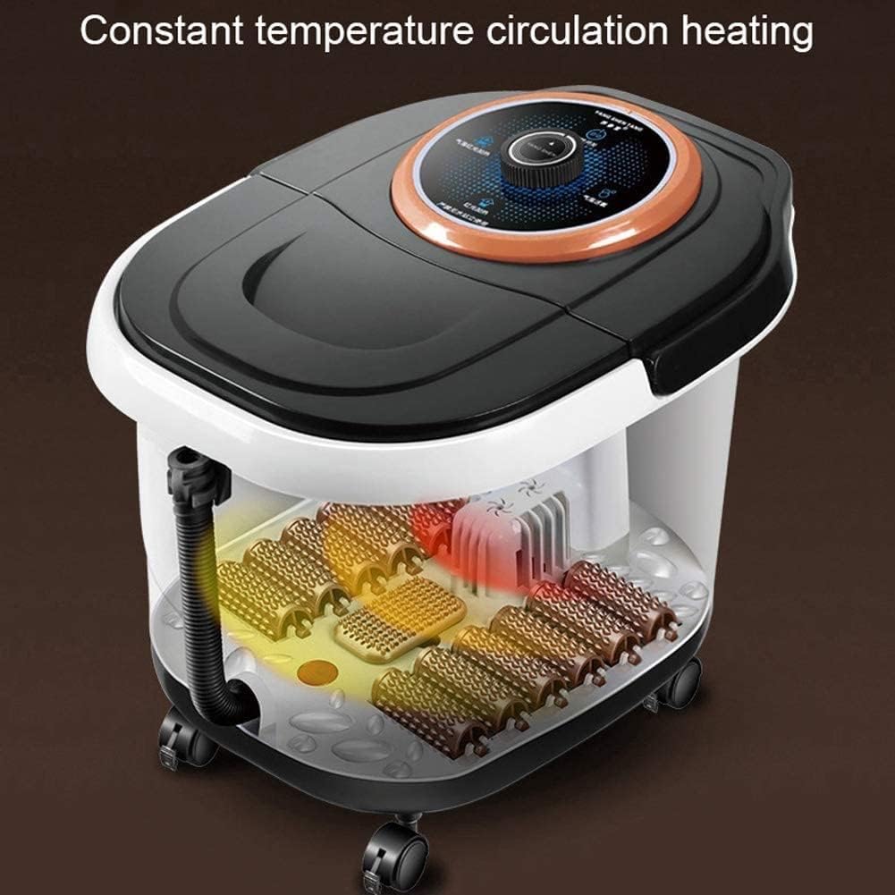Foot Spa Bath Massager with Heat Bubble Jets and 12 Removable Long Massage Rollers with Acupressure Massage Nodes
