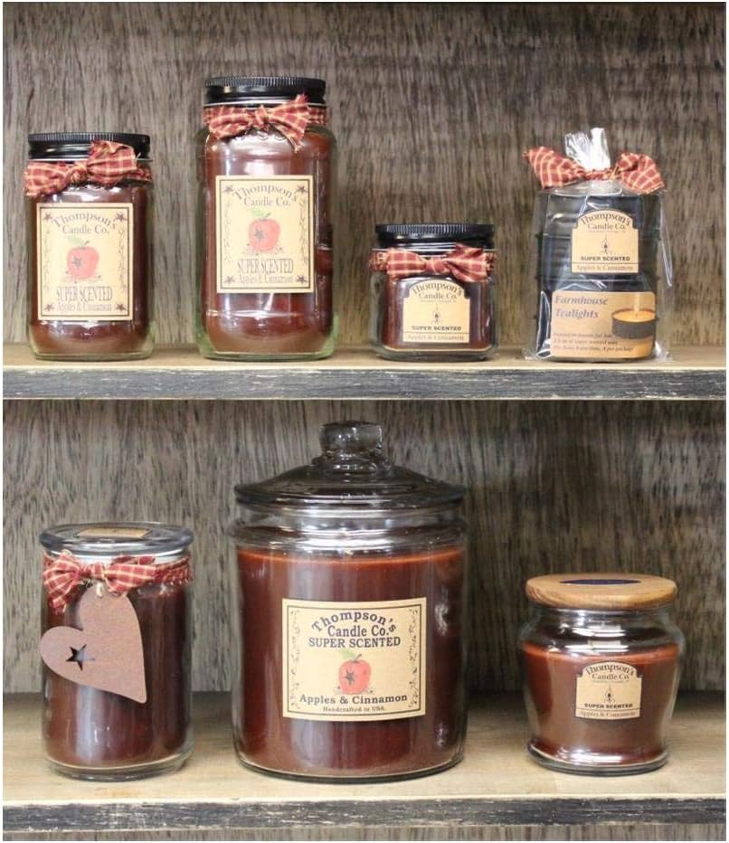 Thompson's Candle Apples and Cinnamon Small Mason Jar Scented Candle, 12 Oz (acsm)