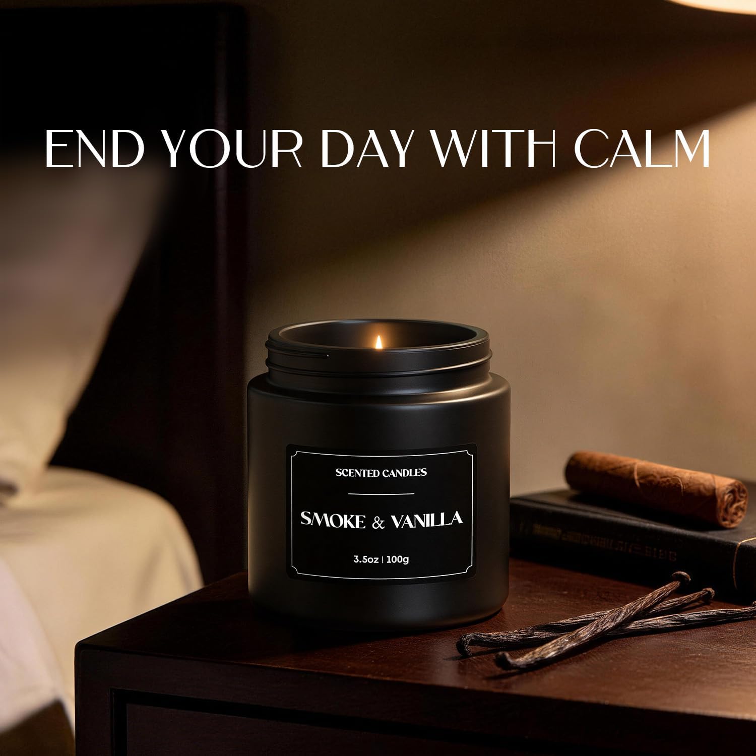 NORVENCE Scented Candles for Men, Scented Candles Gift Set, Stress Relief Candles for Home, Premium Soy Candle Set, Candles for Men and Women (Black, 7 oz)