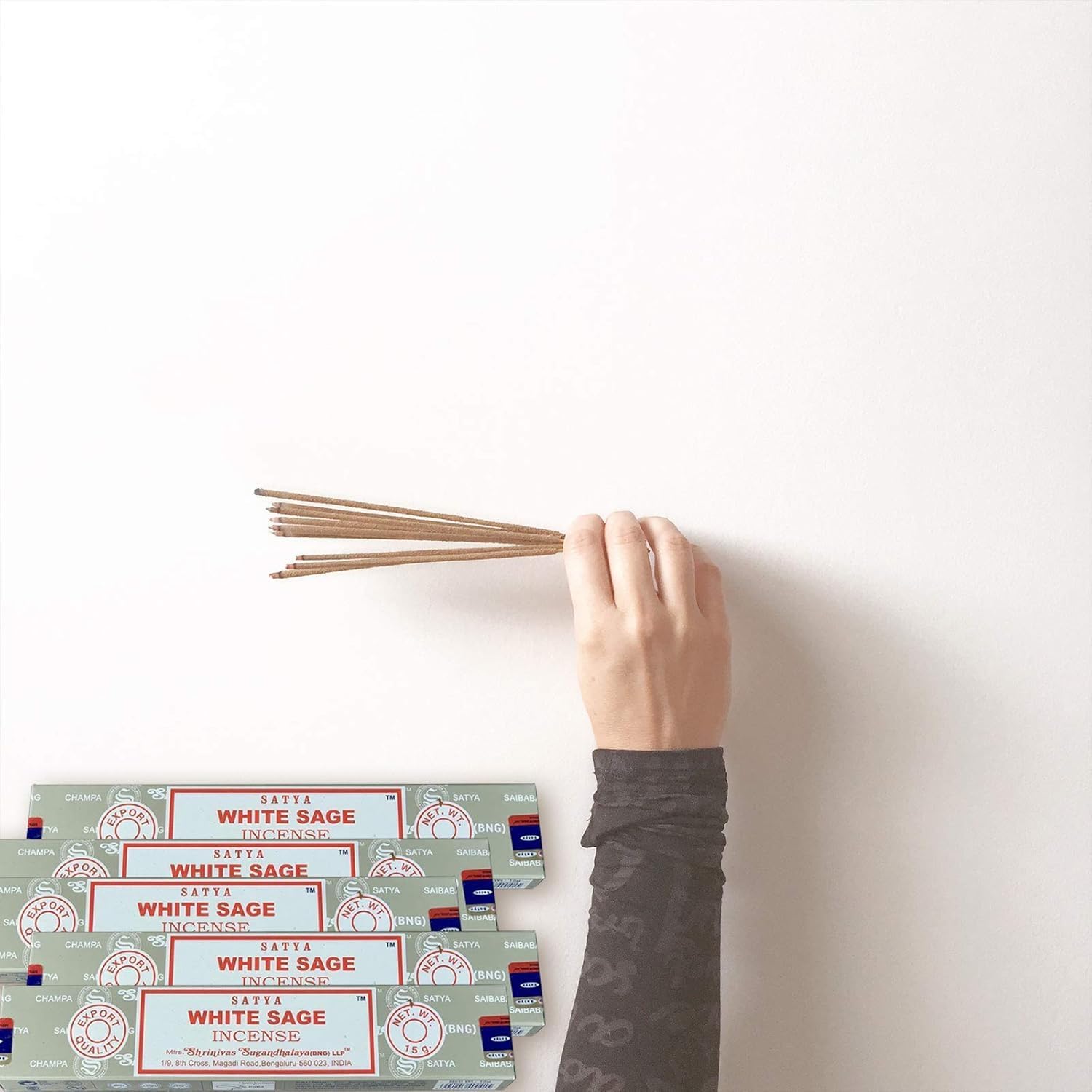 Satya Nag Champa White Sage Incense sticks-12packs x 15grams by Satya (White Sage) | Convenient multi-pack format for regular use.