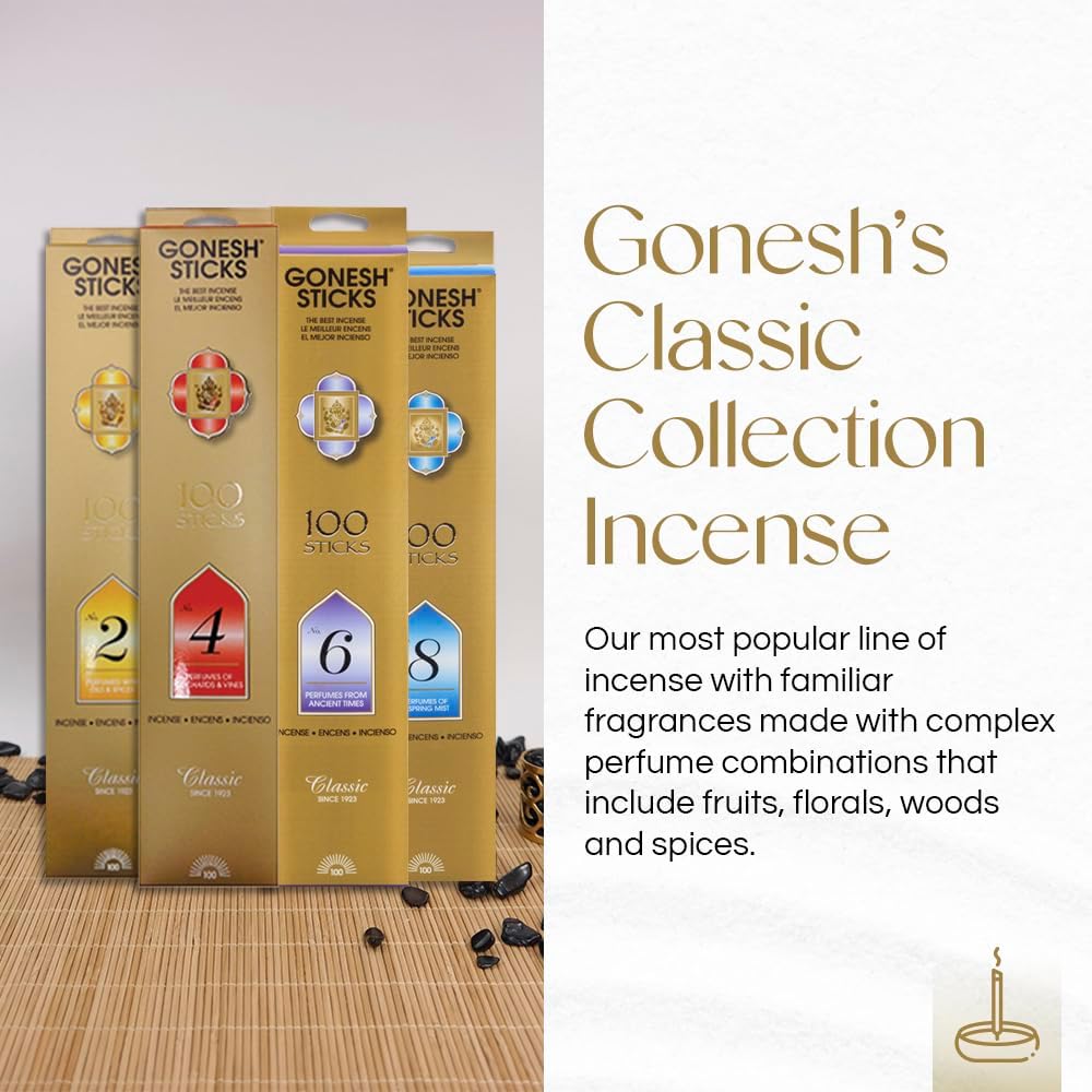 Gonesh Classic Collection #6 Incense (4 Pack), 4 Piece, Gold