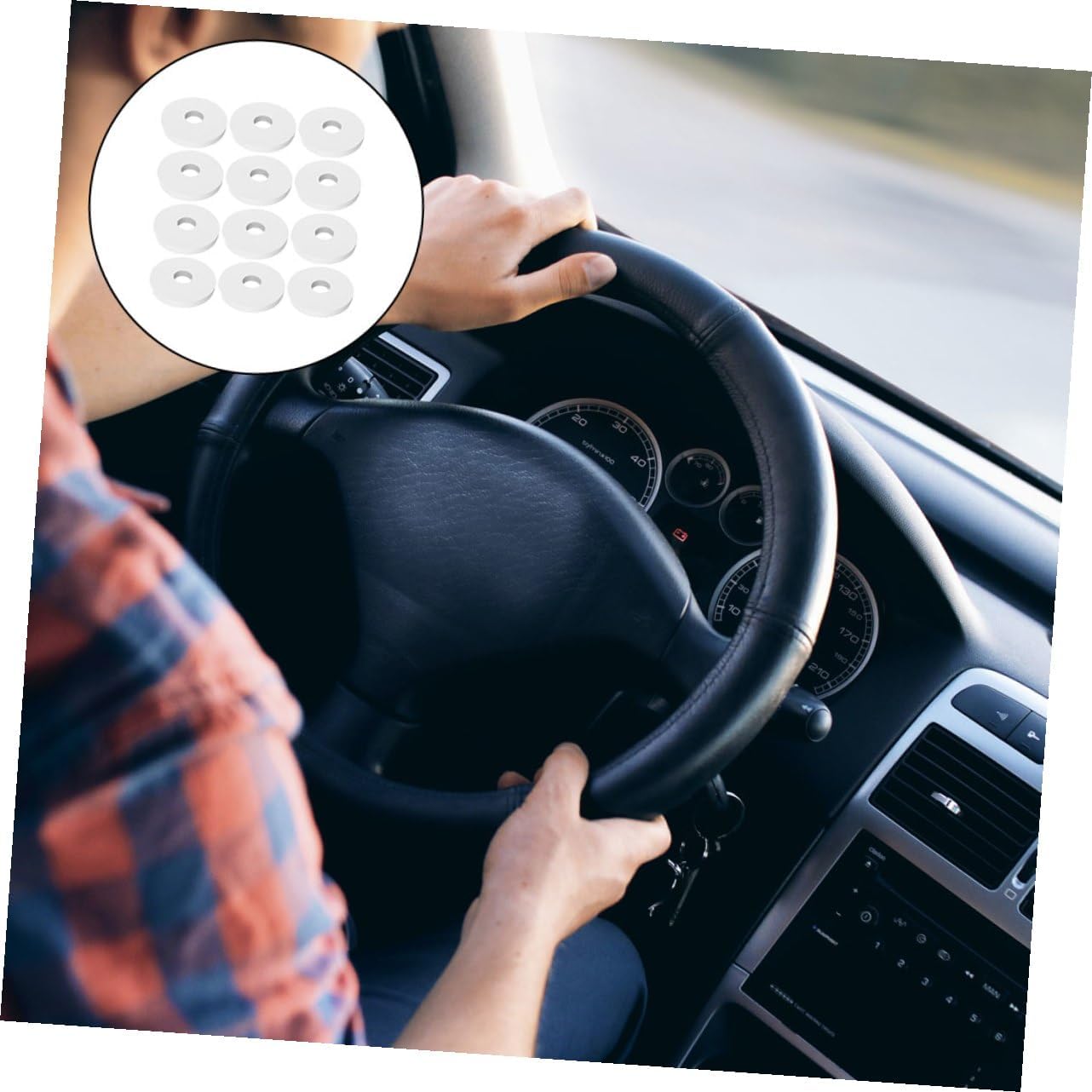 12Pcs Car Aromatherapy Scent Pads Replacement Sponge Refills for Car Air Fresheners Dual Ring Hanging Diffuser Chips Decoration Accessory