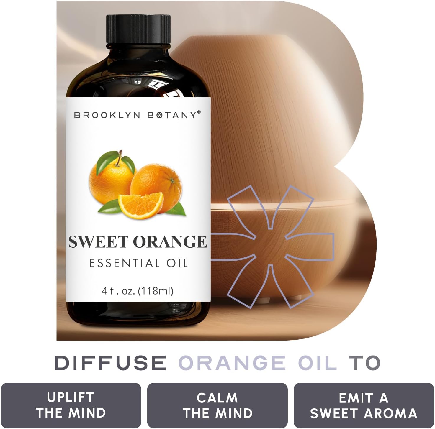 Brooklyn Botany Peppermint & Sweet Orange Essential Oils – 4 Fl Oz (Pack of 2) – 100% Pure & Natural – Uplifting & Refreshing Aromatherapy Oils