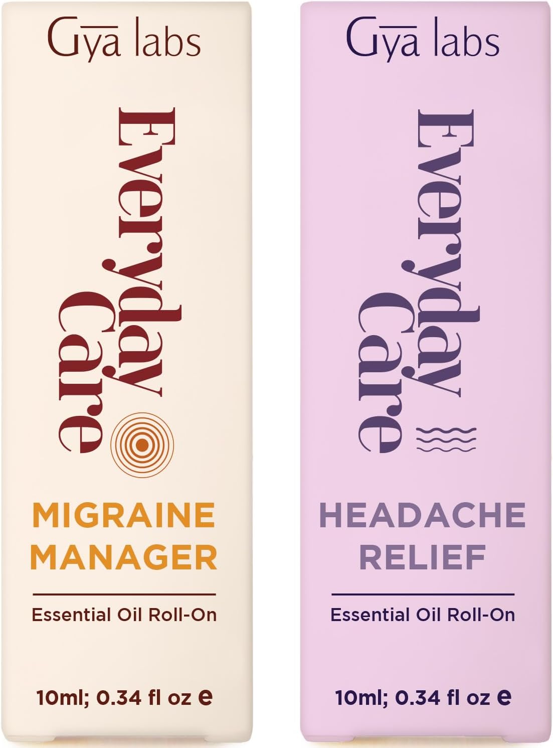 Migraine Manager & Headache Relief Essential Oil Roll On Set - Aromatherapy GradeEssential Oils Set - 2x10ml - Gya Labs