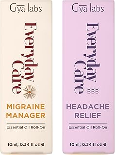 Migraine Manager & Headache Relief Essential Oil Roll On Set - Aromatherapy GradeEssential Oils Set - 2x10ml - Gya Labs