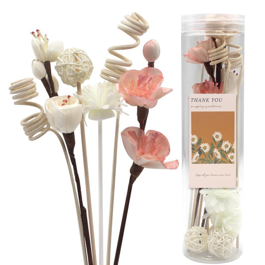 16Pcs Natural Rattan Reed Diffuser Sticks with Handmade Flowers