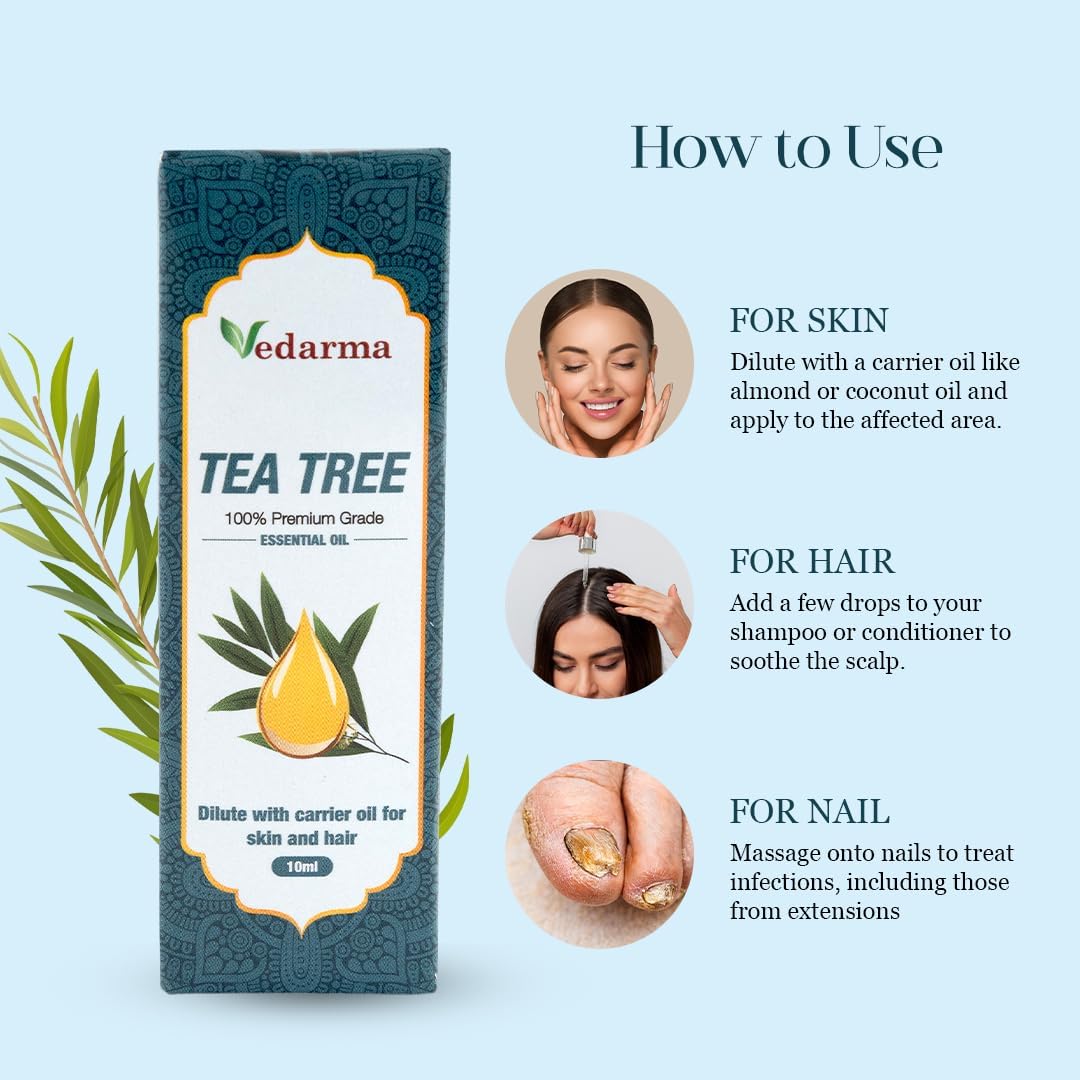 Tea Tree Essential Oil, 100% Pure and Natural, for Skin and Hair Care 10ml
