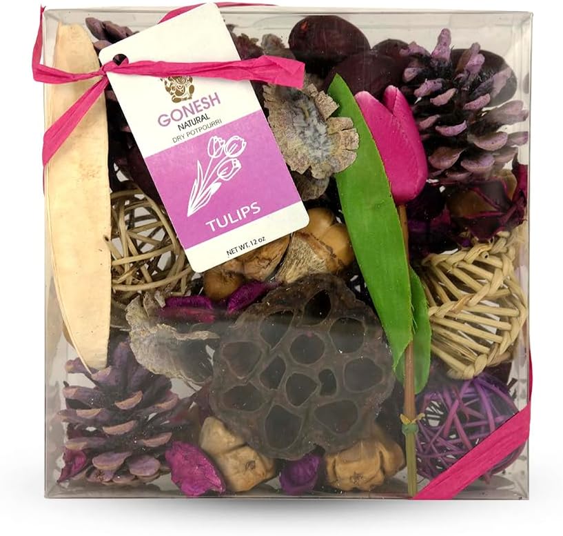 Gonesh - Potpourri - Home Decor - Natural Botanicals & Fresh Fragrances- Tulip - 12 oz. Acetate Gift Box