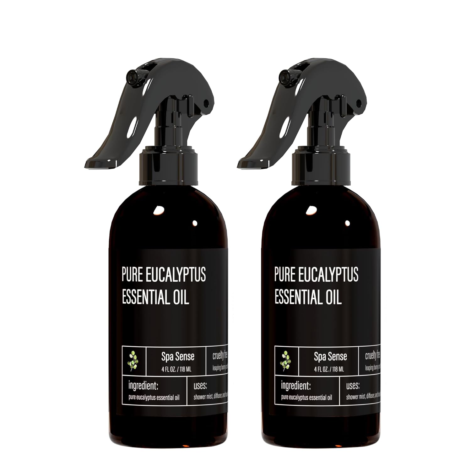 Spa Sense Pure Eucalyptus Oil Shower Mist and Steam Room Spray - Room Spray and Eucalyptus Spray for Shower - Premium Aromatherapy Essential Oil Spray - 4 Ounce, 2 Pack