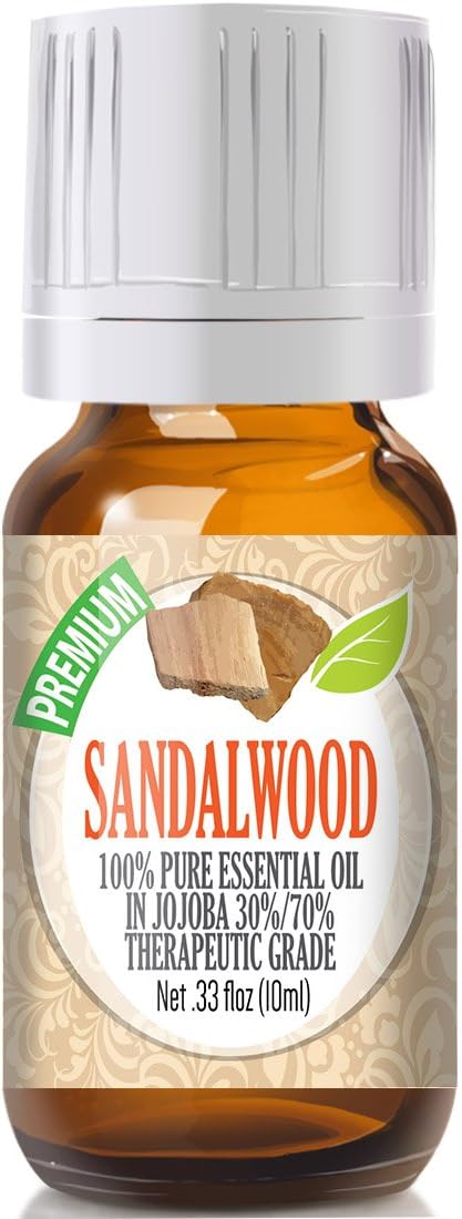 Healing Solutions 10ml Sandalwood Essential Oil for Diffuser and Aromatherapy (0.33 fl oz)
