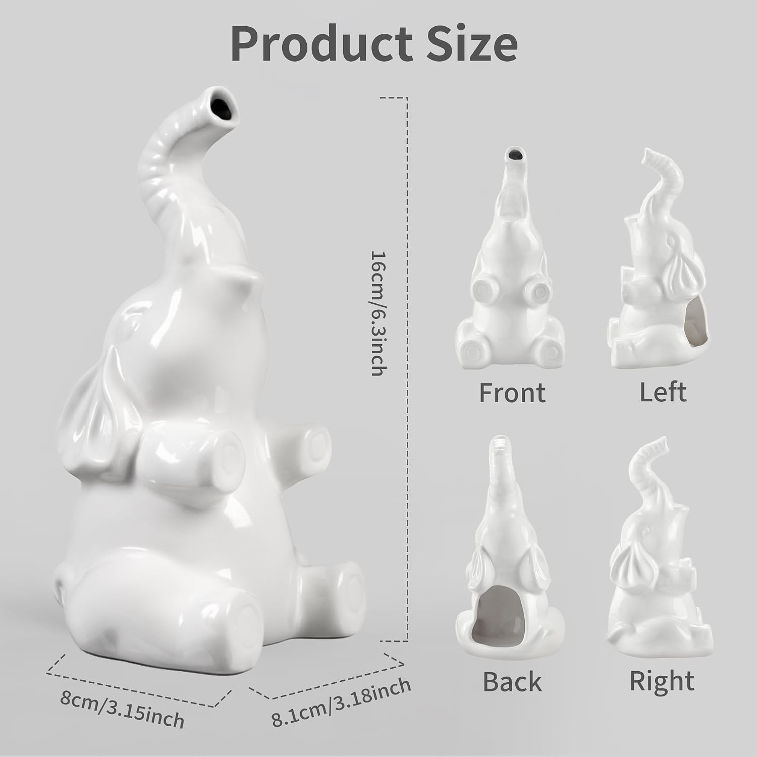 Potiera Small Cute Elephant Incense Holder, Handmade Ceramic Palo Santo and Cone Incense Burner for Meditation Home Decor, Mother's Day Elephant Gifts for Women, Christmas Birthday Gift for Mom Dad