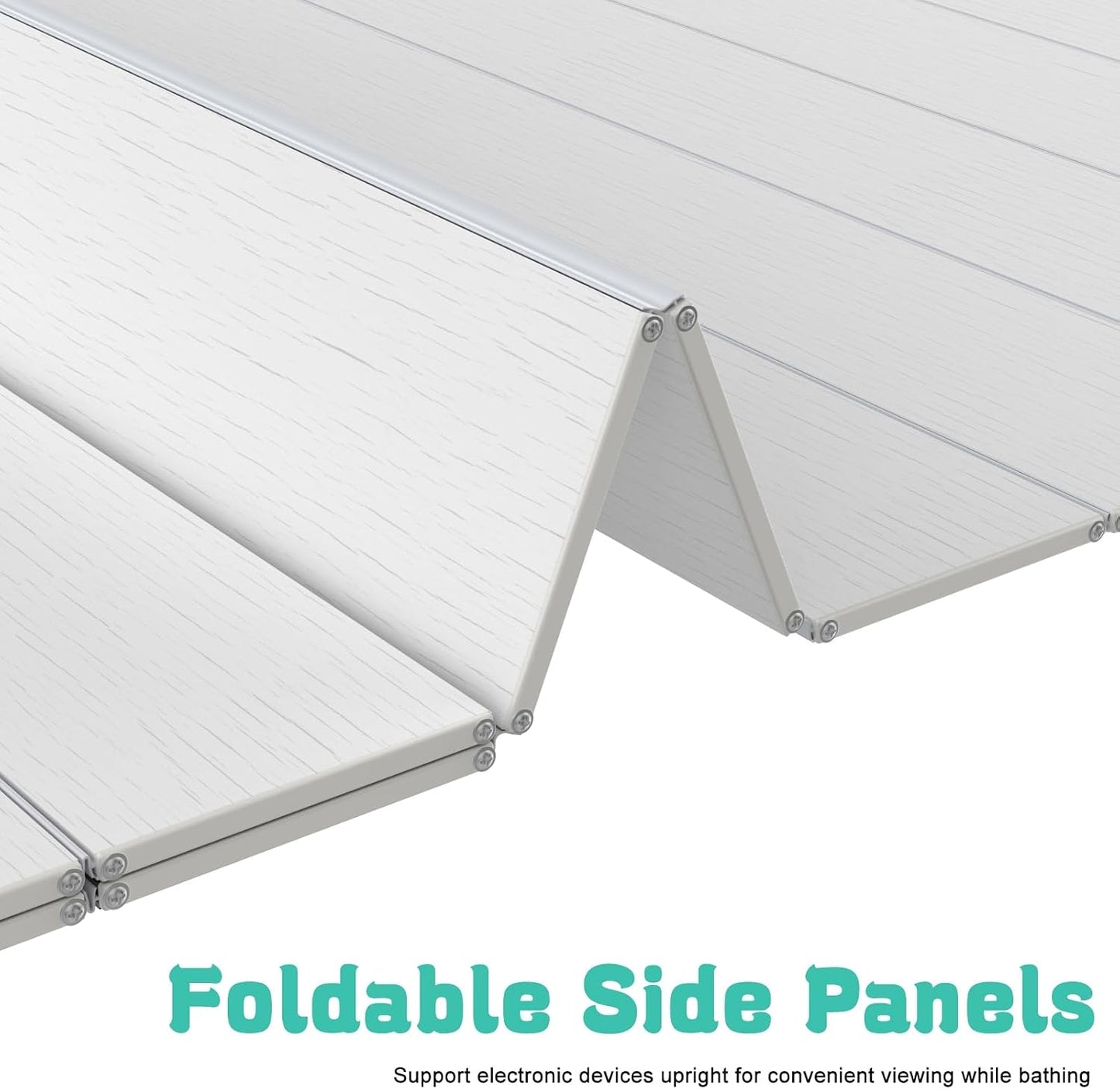 Foldable Bathtub Cover, 63 x 31.5 in Bath Tub Tray Waterproof, Folding Bath Cover Insulation Table Dust Board, PVC Shutter Bathtub Lid Plate Fits Most Tubs for Bathroom Shower, White