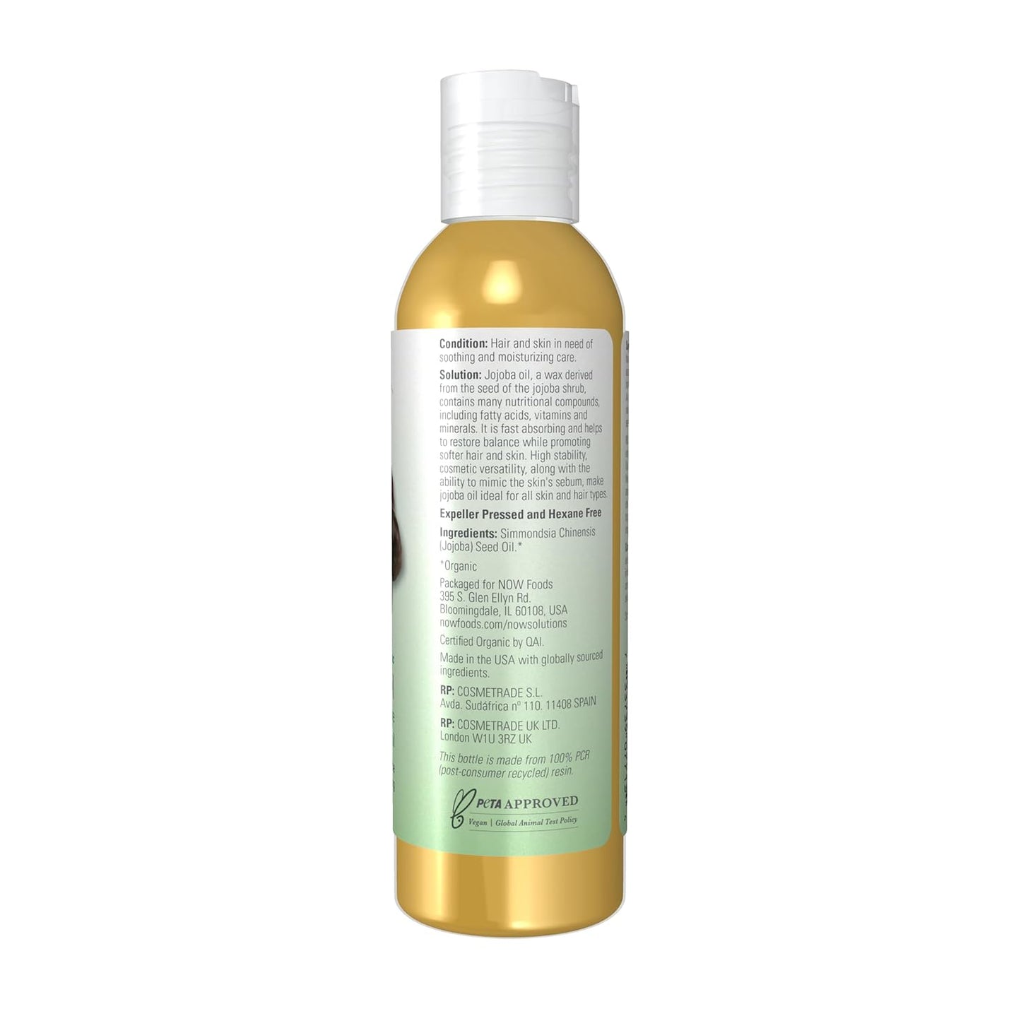 NOW Solutions Organic Jojoba Essential Oil, 4-Ounce