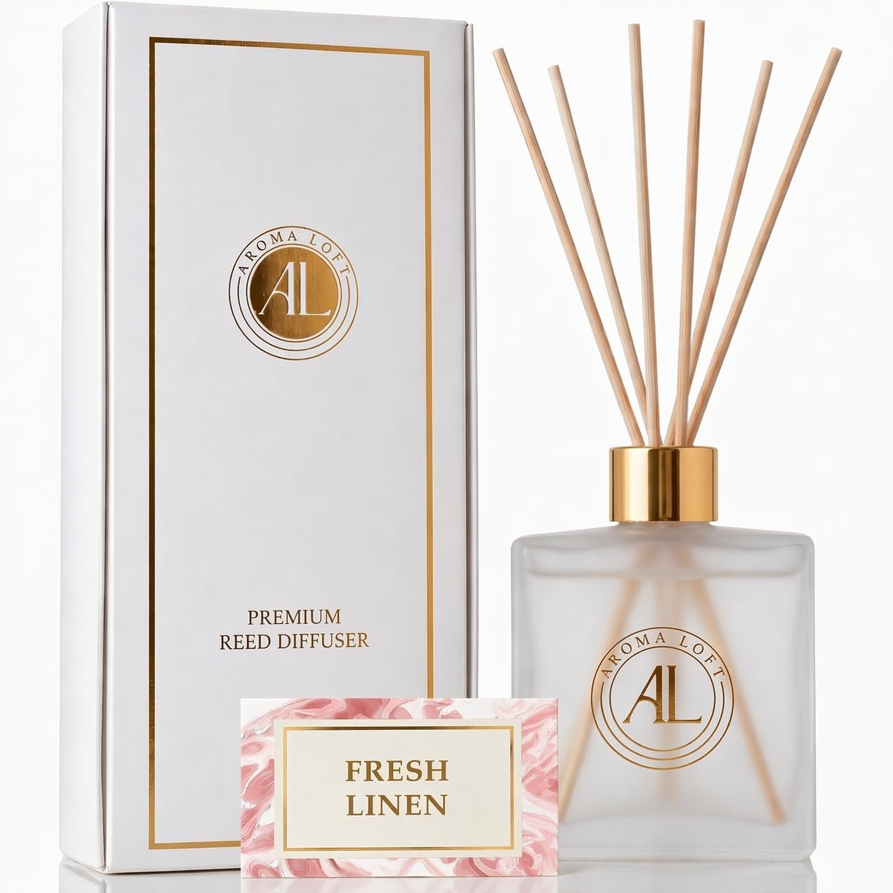 Frosted Reed Diffusers for Home | Premium Fragrance Diffuser | Frosted Diffuser Sticks in Oil Set with Fresh Linen Scent | Smell Good Stuff | Long-Lasting Oil for Bathroom & Office (5 oz)
