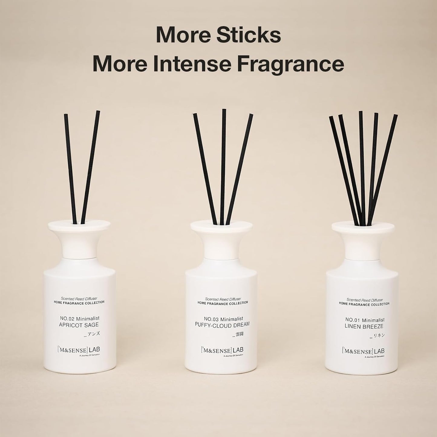 M&SENSE Minimalist Large Reed Diffuser 300ml, Linen Breeze Scented with Natural Essential Oils, Long Lasting with 7 Sticks, Non-Toxic Home Fragrance for Bedroom, Bathroom Decor