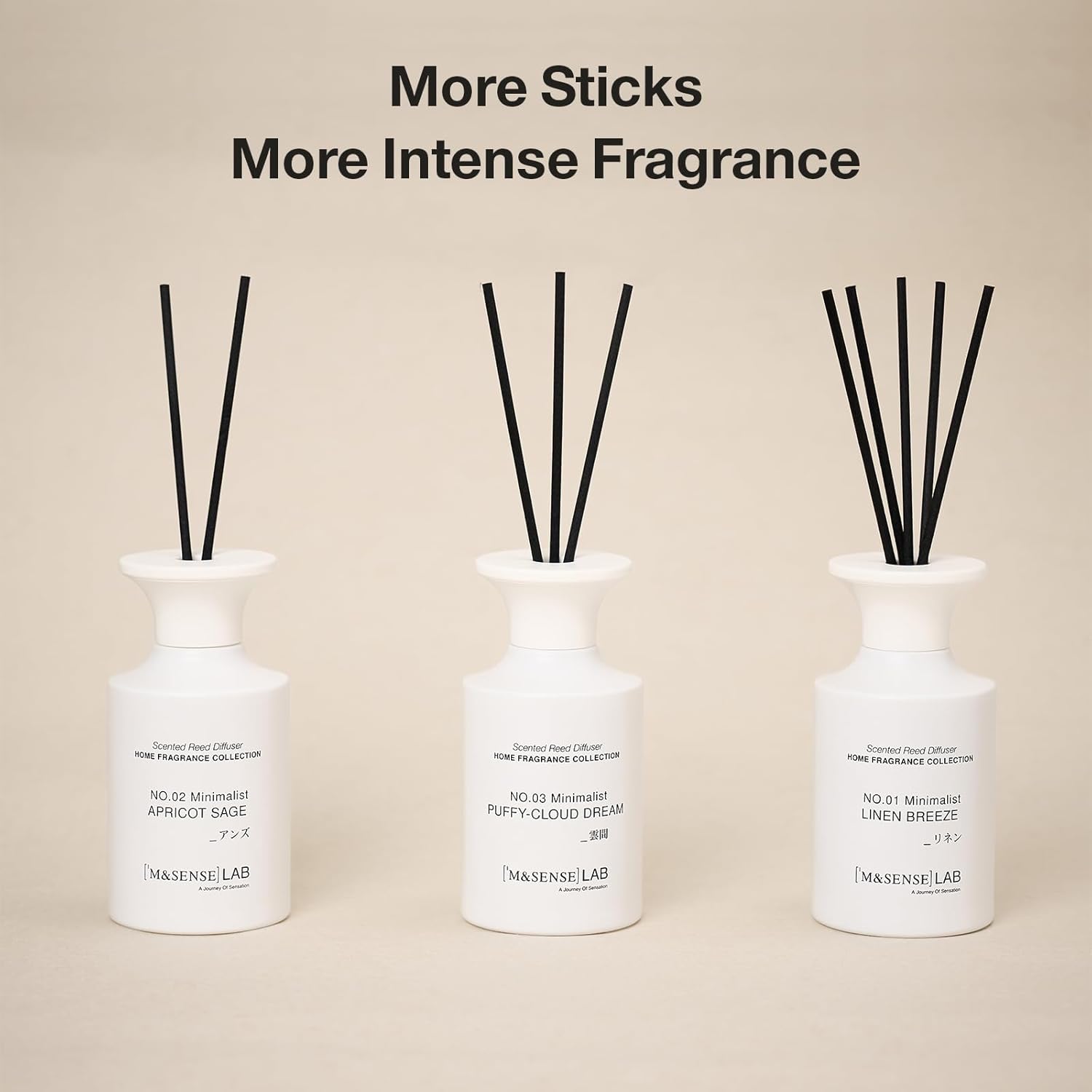 M&SENSE Minimalist Large Reed Diffuser 300ml, Linen Breeze Scented with Natural Essential Oils, Long Lasting with 7 Sticks, Non-Toxic Home Fragrance for Bedroom, Bathroom Decor