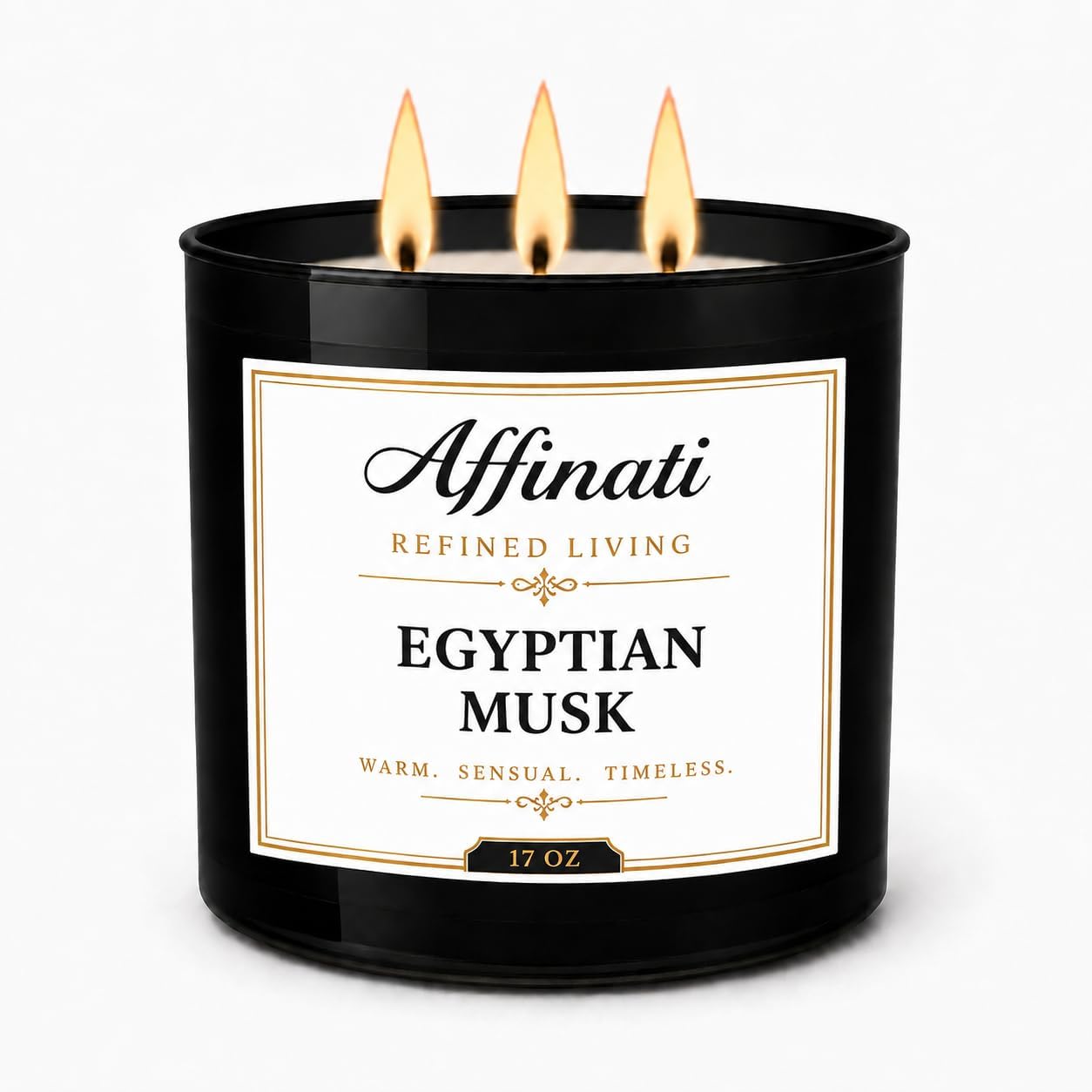 Egyptian Musk Affinati 3-Wick Candle - 17 oz Luxury Soy Blend, Long-Lasting Clean & Fresh Home Fragrance, Premium Soft Powder Scented Candles Jar, Spa Aromatherapy & Luxury Gifts for Women