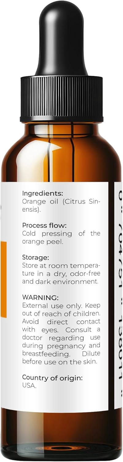 Orange Essential Oil by Velona - 2 Fl Oz | Therapeutic Grade | for Aromatherapy Diffuser, Massage, Skincare, Haircare, Soapmaking | Undiluted