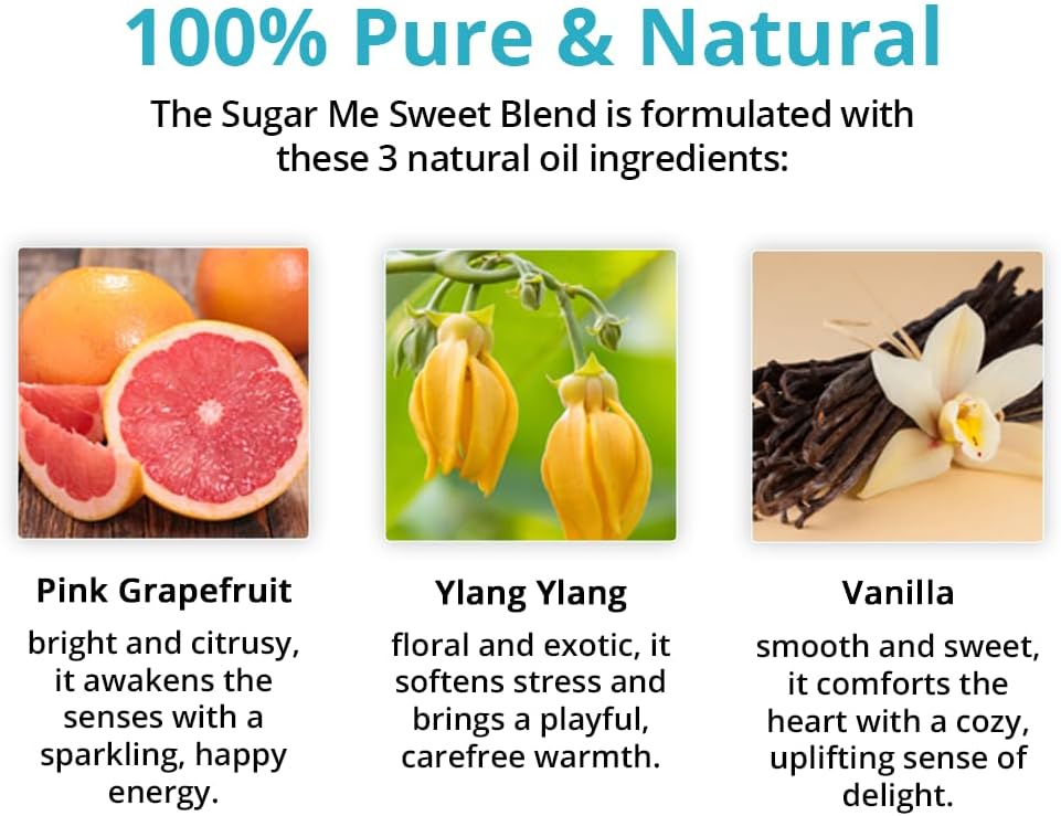 Sugar Me Sweet Essential Oil Aromatherapy 2-Pack – Roll-On & Nasal Inhaler – Pink Grapefruit, Ylang Ylang & Vanilla – Uplifting Mood Boost Blend