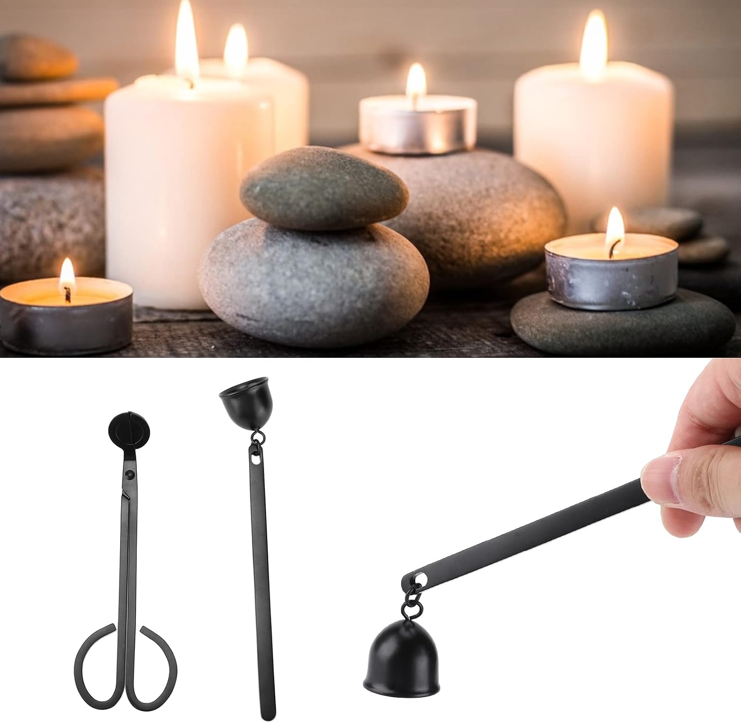 2pcs Wick Trimmer, Convenient Practical Black Elegant Style Attractive Decorative Candle Care Kit with Gift Package Candle Supplies for Gift Home