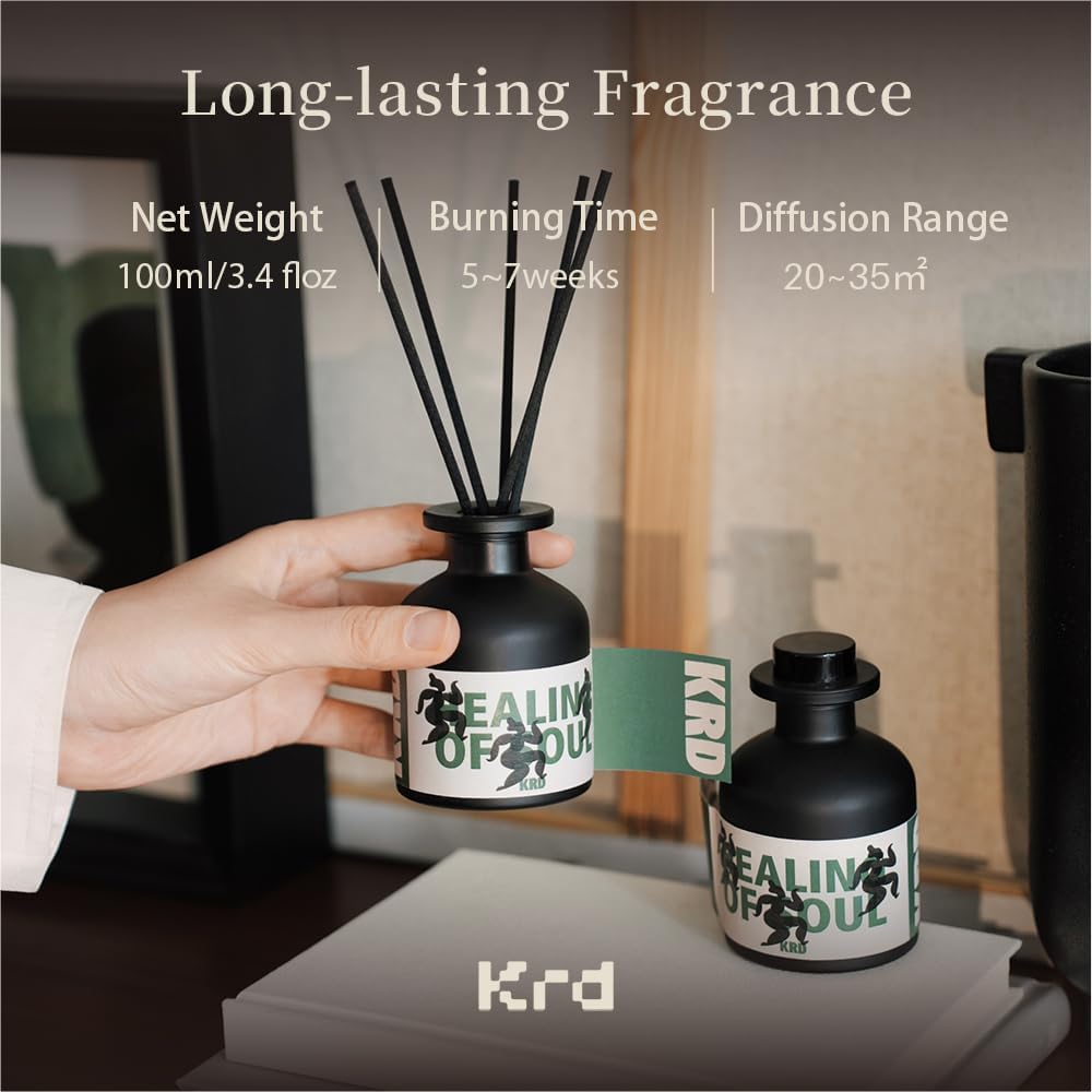KRD Sweet Reed Diffuser Set, 3.38 fl oz Strong Scented Oil Diffuser for Bedroom, Odor Eliminator with Reeds Romantic Gift