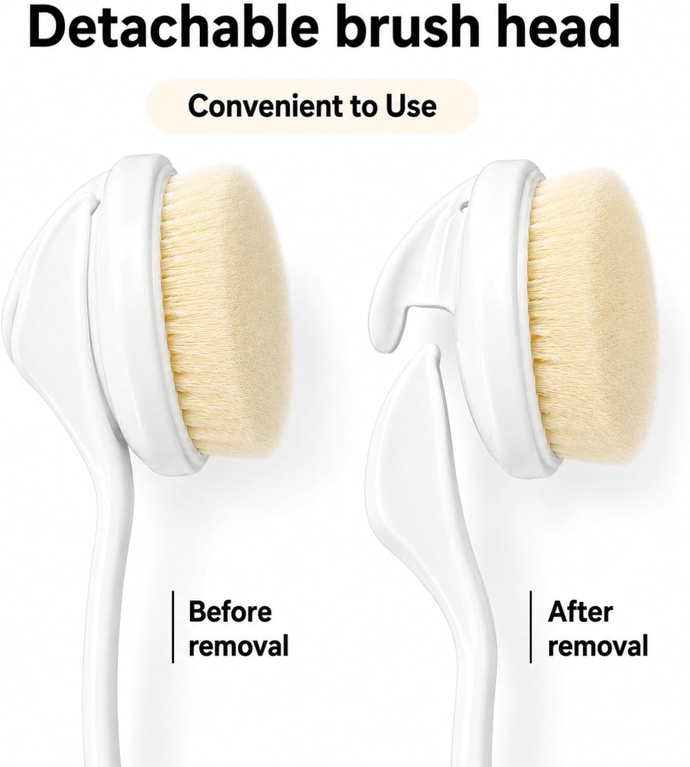 Lequin 14-Inch Handle Bath Brush for Shower, Detachable Back Scrubber with Medium Firm Bristles,Wet or Dry Brushing Body Brush, Exfoliating Shower Scrubber for Back, Legs, Arms and Feet