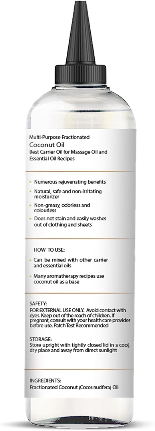 Majestic Pure Fractionated Coconut Oil - Relaxing Massage Oil, Liquid Carrier Oil for Diluting Essential Oils - Skin, Lip, Body & Hair Oil Moisturizer & Softener - 6.8 fl oz