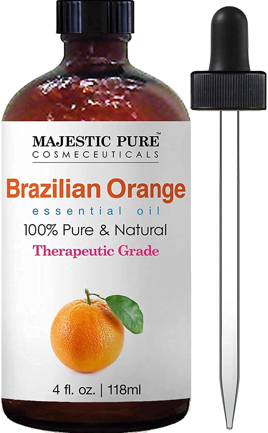 Majestic Pure Brazilian Orange Essential Oil with Clove Leaf Essential Oil - 100% Pure and Natural, Therapeutic Grade Oils – 4 fl oz Each