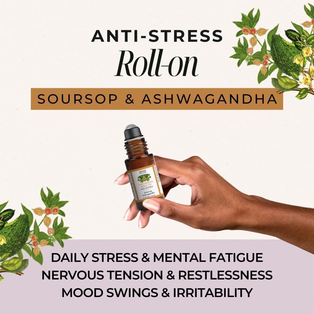 Anti-Stress Roll-On with Soursop & Ashwagandha – Calming, Balancing, and Relaxing Roll-On – 1oz