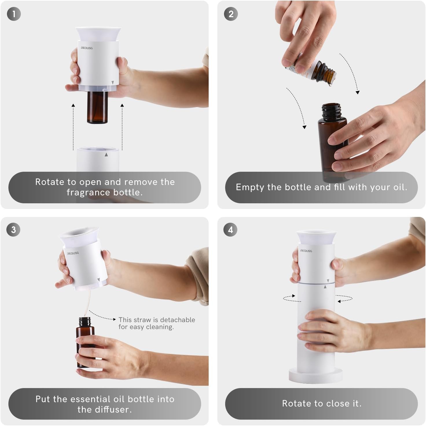 Waterless Essential Oil Diffuser for Home,Scent Diffusers with 3 Timer Settings, 3 Mist Levels for Spas Room Studio Office