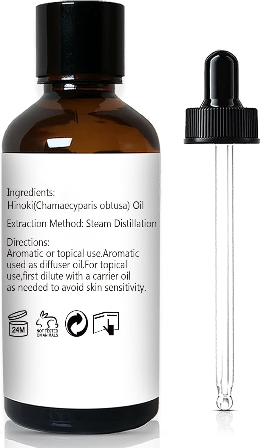 GM Gumili Hinoki Essential Oil 1 Oz – 100% Pure Natural Hinoki Oil for Diffuser, Skin, Hair, Massage & DIY, Refreshing Woodsy Aroma