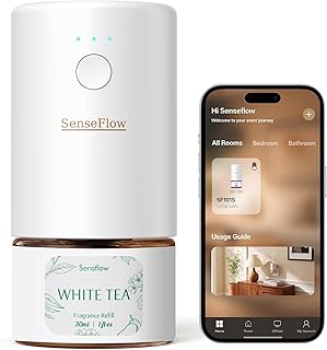 SF101S Pro Smart Plug in Air Freshener for Home, Waterless Essential Oil Diffuser, Aromatherapy Home Diffuser, 120-Day Natural Aroma Mist – Free 30ml White Tea (Espresso Brown)