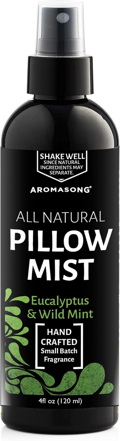Aromasong Eucalyptus & Wild Mint Pillow Spray - All Natural Calming Linen & Bedtime Mist for Deep Sleep - Aromatherapy Essential Oils for Sleeping