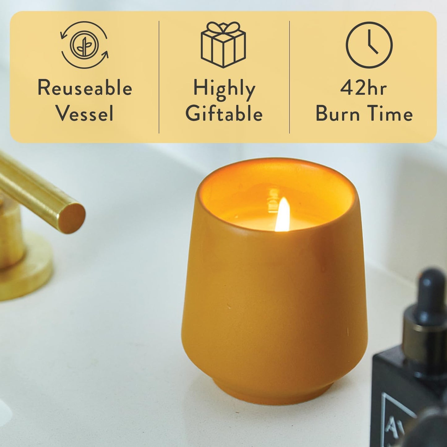 Modern Sprout - 2 in 1 Cedarwood Scented & Soy Candle with Seeds that Grows into Lavender Plant - 6 oz w/ 42 hr Burn time in Matte Glaze Ceramic Vessel Ideal for Indoor Herb Garden