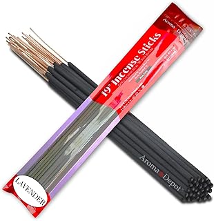 Aroma Depot Lavender 19'' Incense Sticks Jumbo. Approx 27 to 30 Sticks Per Bundle. 19 Inch Extra Large, Each Natural Stick Burns for 3 to 4 Hours. Most Exotic Long-Lasting Fragrance.