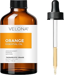Orange Essential Oil by Velona - 4 Fl Oz | Therapeutic Grade | for Aromatherapy Diffuser, Massage, Skincare, Haircare, Soapmaking | Undiluted