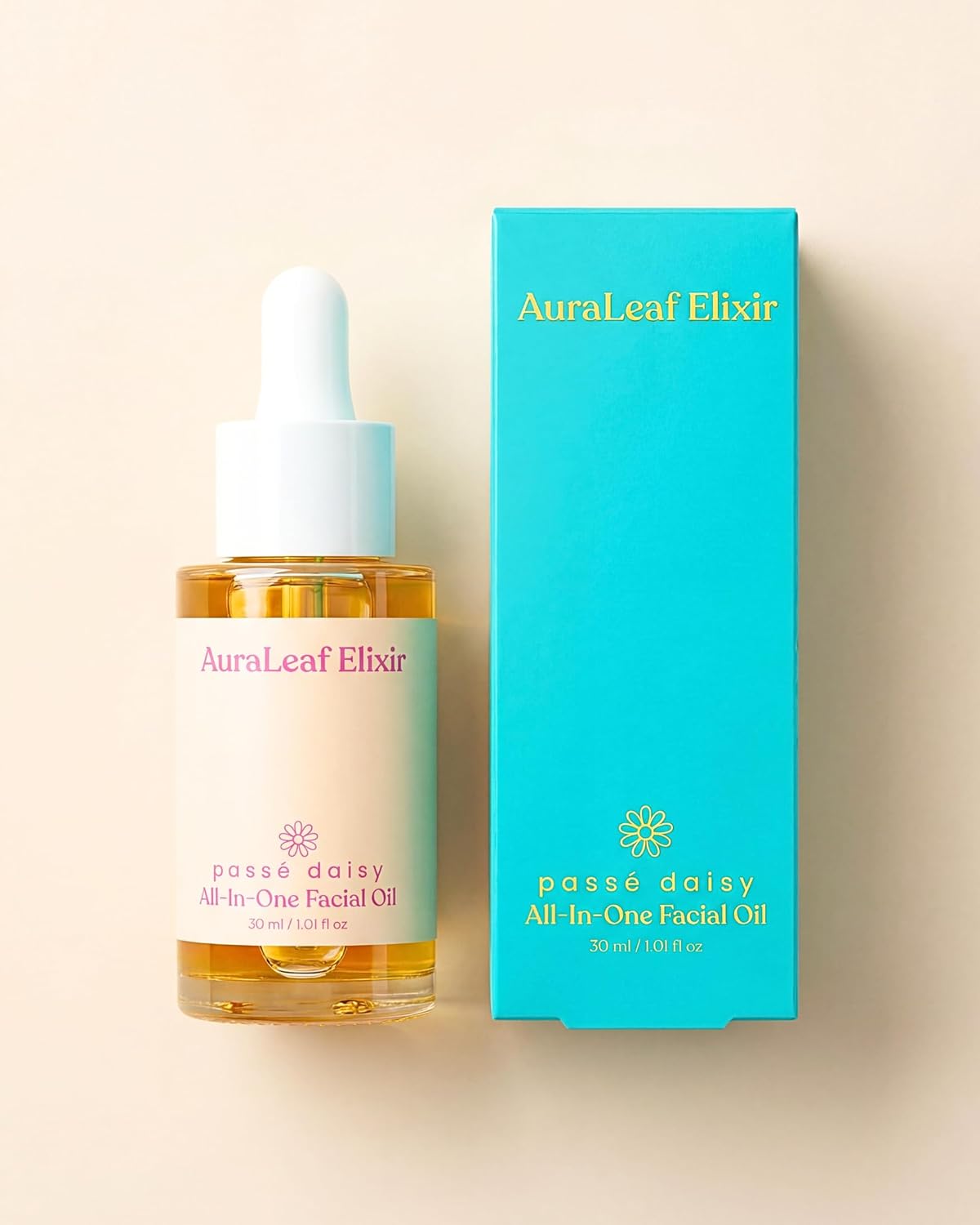 All In One AuraLeaf Elixir, Superfood Facial Oil, Deep Renewal for Dry Skin, Sparkling Mandarine Floral Cloud Scent, Refined Plum Seed & Raspberry Oil, Sea Buckthorn Fruit Oil, Vegan