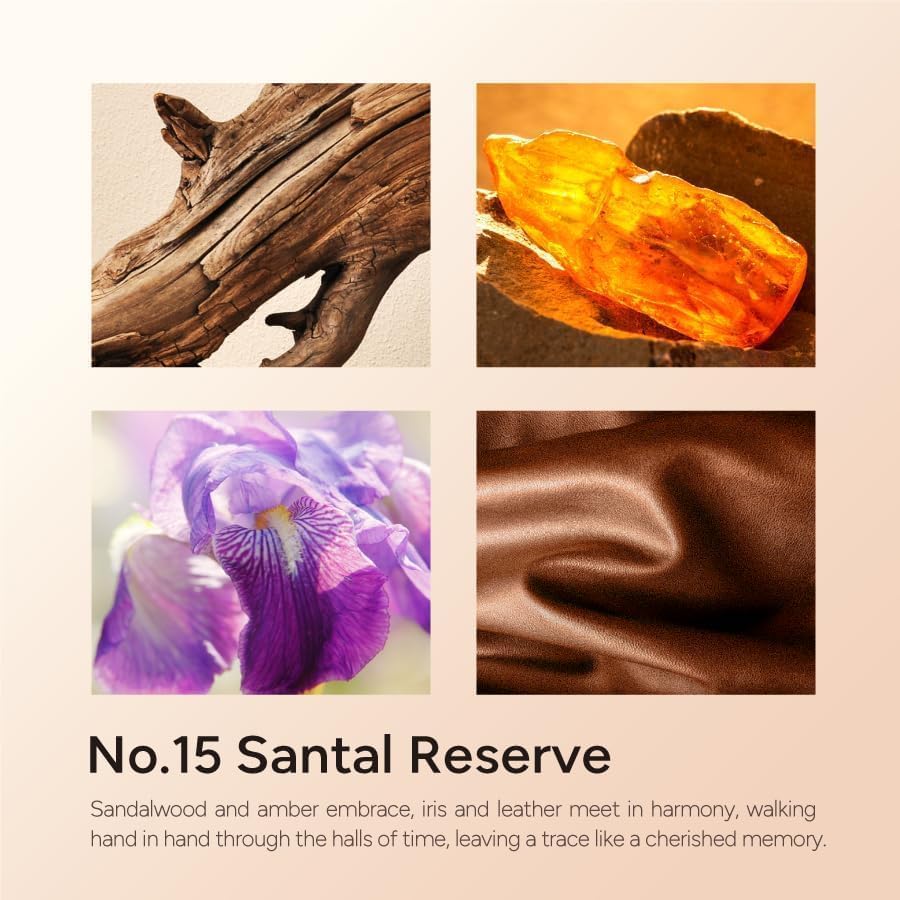 LUMELOOM Santal Reserve Luxury Scented Candles, 9oz Soy Wax Candles for Home Scented, Sandalwood, Amber, Iris & Leather Scent, Long Burning Time, Gifts for Women, Men, Sister, Teacher, Christmas