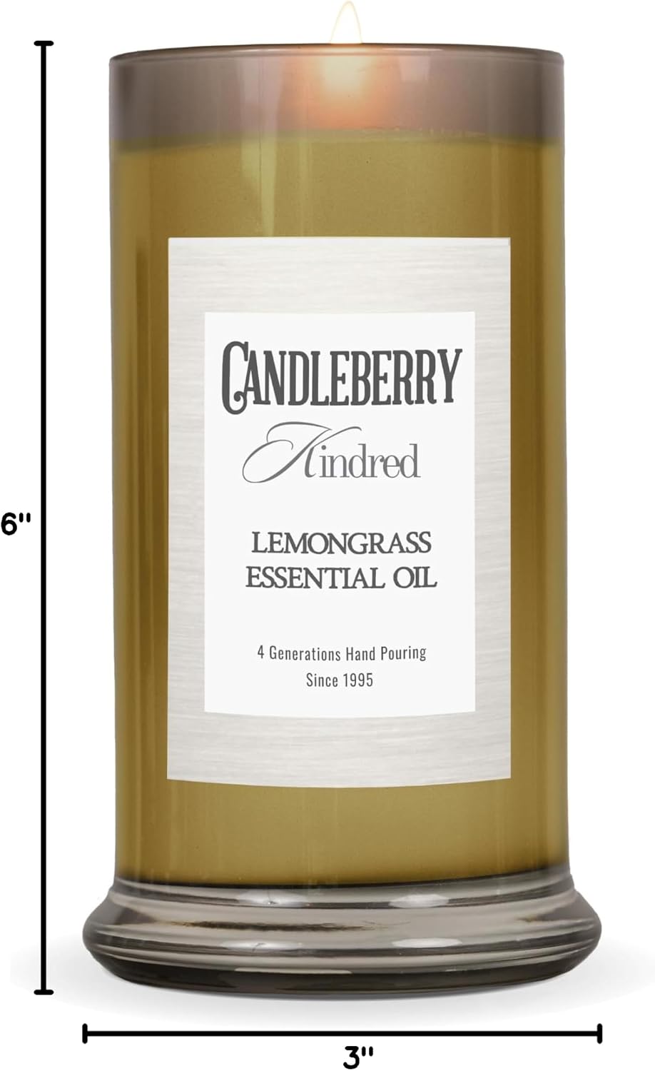 Candleberry Candles Kindred Collection | Luxury Glass Jar | USA Hand Poured Soy Blend Candle | Highly Scented & Long Lasting | Up to 90 Hour Burn Time (Lemongrass Essential Oil)