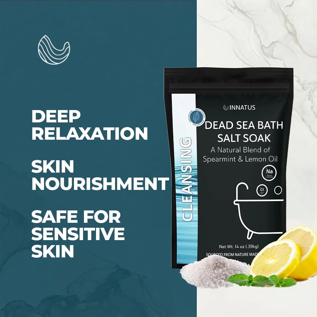 Dead Sea Soothing Bath Salt Soak with 21 Minerals – Relaxing, Detoxifying, and Nourishing for Skin – 14oz, Infused with Essential Oils – Rejuvenate Mind & Body. (Spearmint)