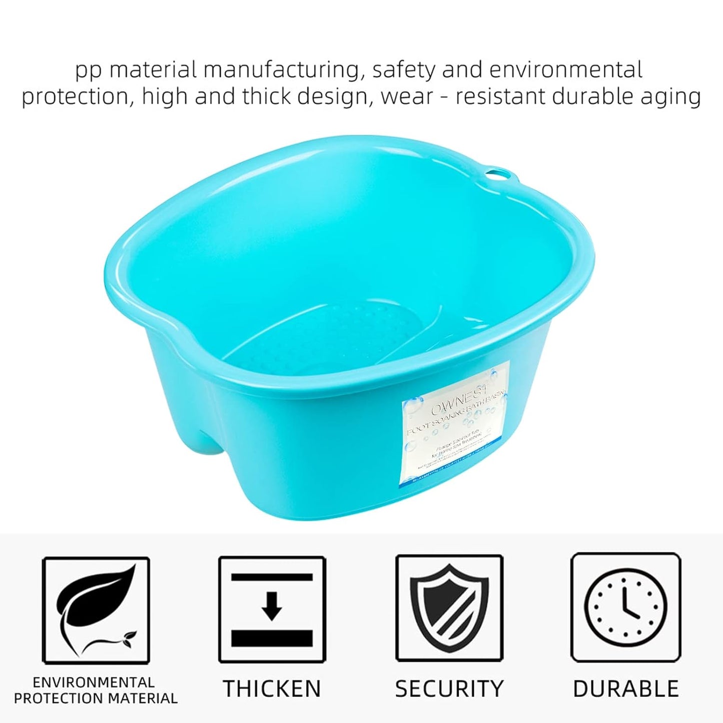Ownest Extra Large Foot Bath Basin, Health Foot Soaking Bath Basin for Soaking Feet & Peducure, Home SPA Massager Tub, SPA Tool for Women and Men, Blue, 1 Count
