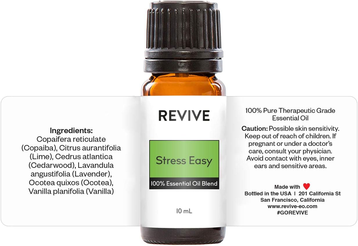 Stress Easy Essential Oil Blend by Revive Essential Oils - 100% Pure Therapeutic Grade, for Diffuser, Humidifier, Massage, Aromatherapy, Skin & Hair Care