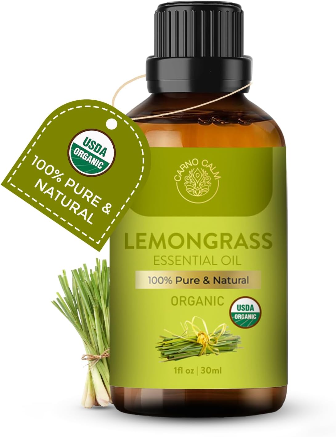 Lemongrass Essential Oil | USDA Certified Organic Lemongrass Oil| for Hair and Skin | Aromatherapy and Diffuser | Ideal for Both Men and Women | 30ml