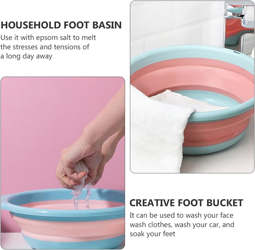 DOITOOL Foldable Foot Basin 11.02X12.59X4.72In Portable Household Foot Soak Bucket Multipurpose Collapsible Footbath for Home Travel Camping Spa and Washing