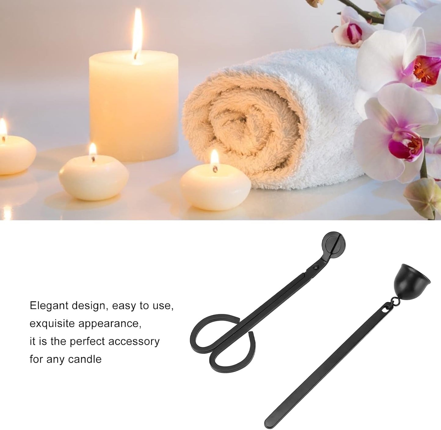 2pcs Wick Trimmer, Convenient Practical Black Elegant Style Attractive Decorative Candle Care Kit with Gift Package Candle Supplies for Gift Home