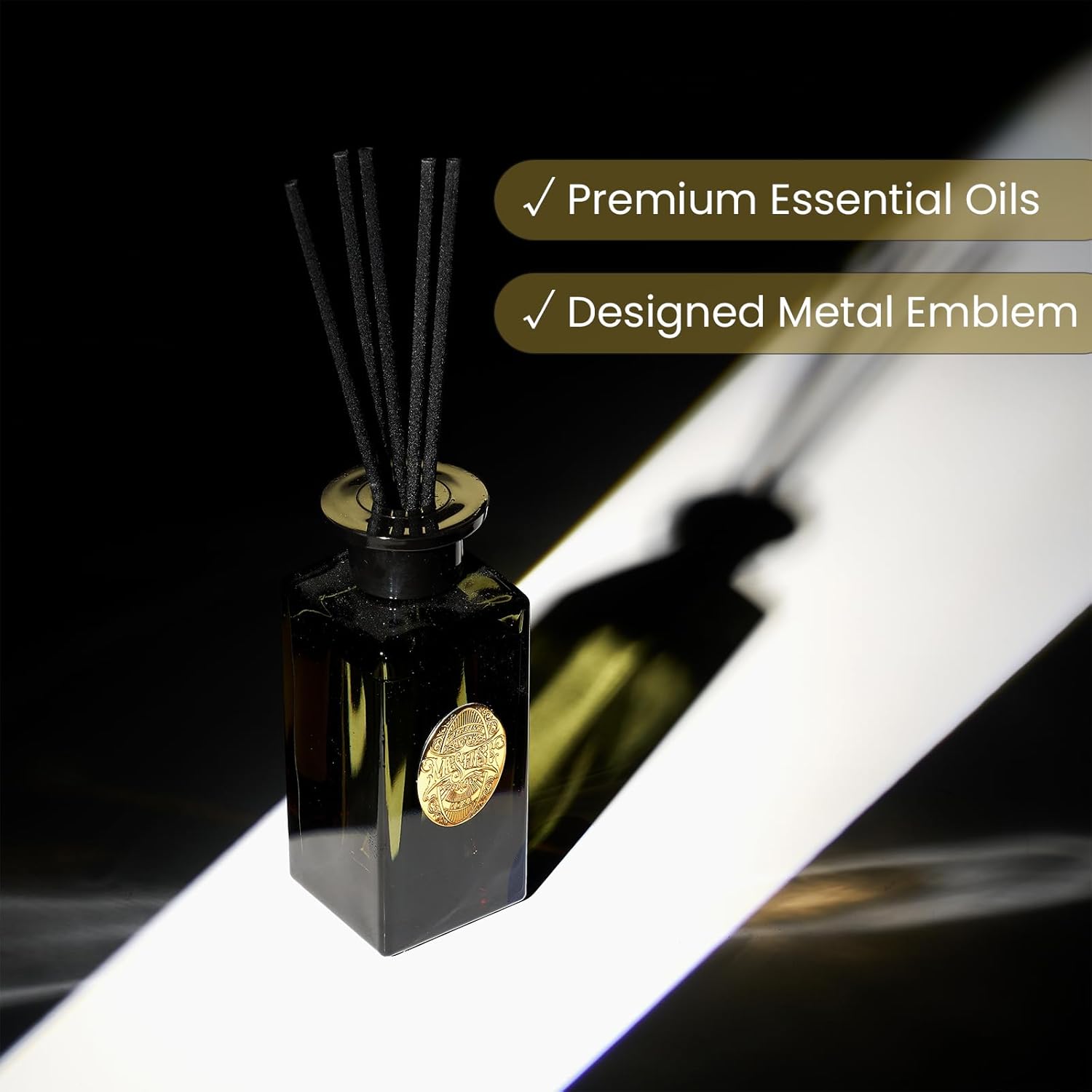 M&SENSE 6.3 oz Large Reed Diffuser Set | Lime+Basil Scent Oil Diffuser with Sticks | Hotel Collection Non-Toxic Home Fragrance |for Bedroom Bathroom Living Room